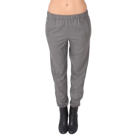 Theory Thorene Soft Wool Flannel Jogger Pants Straight Leg